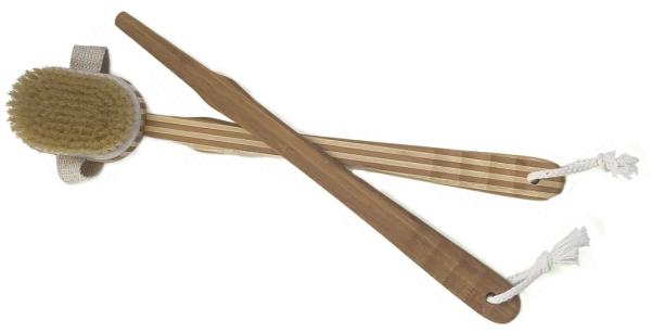 Bamboo Pig Bristle Bath Body Brush Separable Oval Head 44.5*7*3.4cm