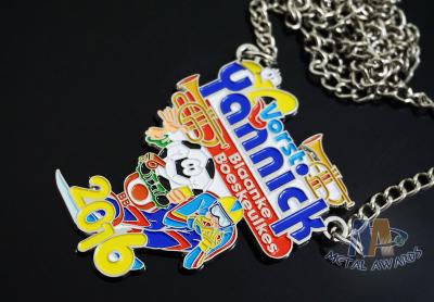 Shiny Silver Plating Custom Die Cast Medals , Soft Enamel Carnival Medal