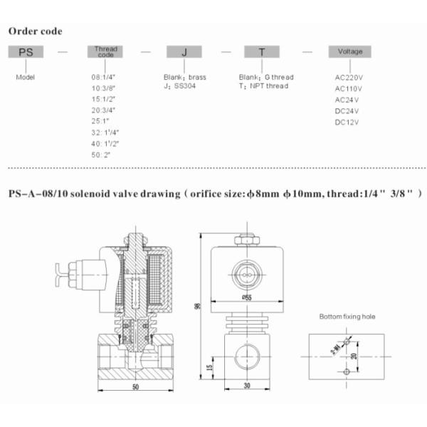 1/4"Stainless Steel Solenoid Valve Steam Normally Closed Low Pressure