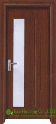 Paint-free Interior PVC Wood Doors with clear tempered glass