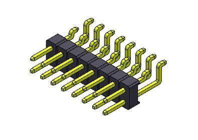 TIPO de SMT da fileira de Pin Header Connector 2.54mm único - 2 *2 PIN To 2*40PIN H=2.54MM