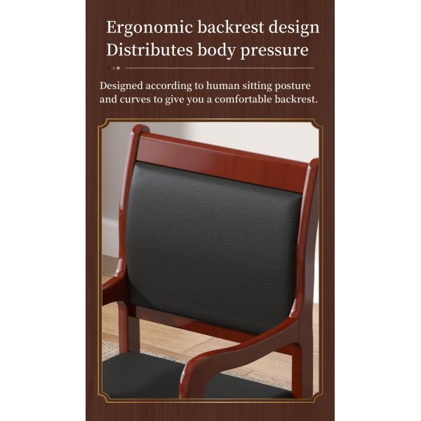Modern Black Leather Guest Chair Practical Wooden Conference Training Room Meeting Office Chairs