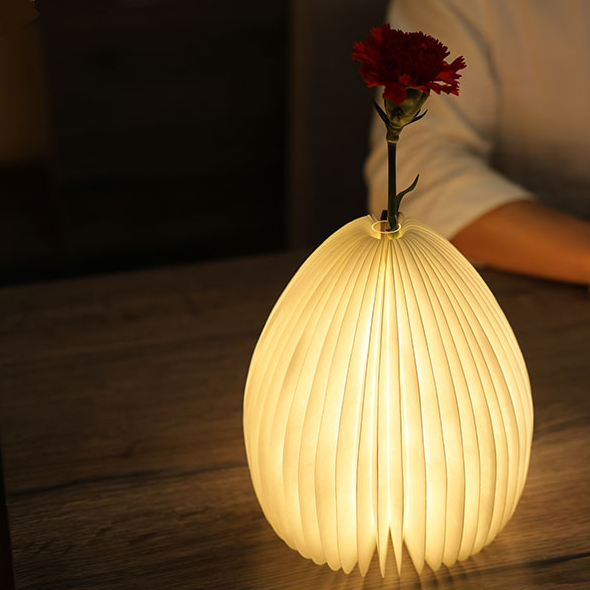 Wooden Folding Book Paper Origami Table Lamp Reading Warm White Night Light