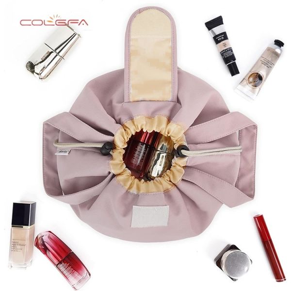 New Arrival Large Capacity Portable Polyester Drawstring Cosmetic Bag Travel Toiletry Pouch Fashion Makeup Brush Organizer
