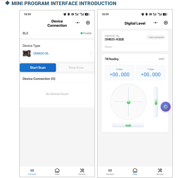 DMI820-BL Digital Inclinometer with BLE 5.2 Bluetooth for Building construction