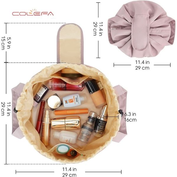 New Arrival Large Capacity Portable Polyester Drawstring Cosmetic Bag Travel Toiletry Pouch Fashion Makeup Brush Organizer