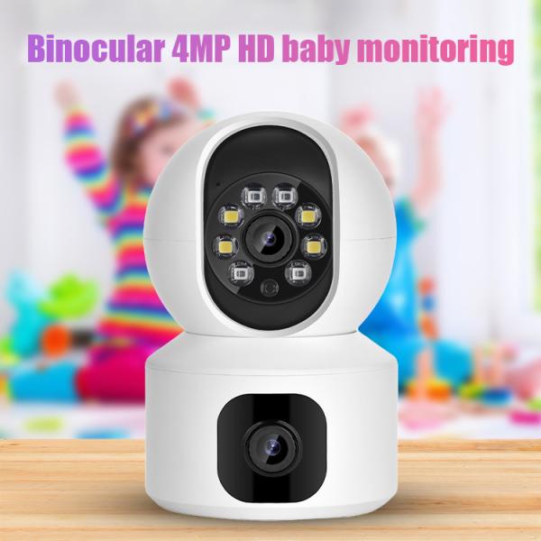 Indoor Video Baby Monitor Camera Dual Lens Night Vision 3.6mm HD Lens
