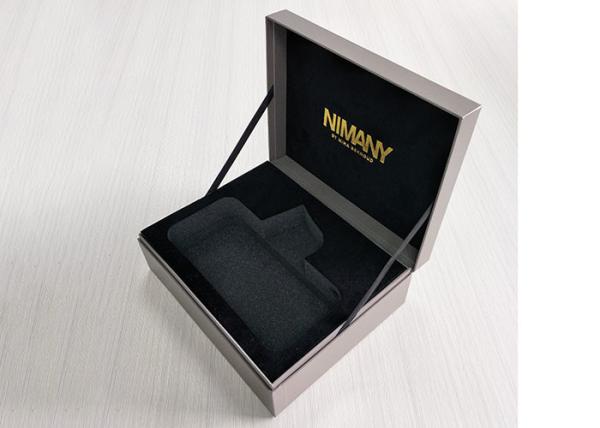 Grey 1200gsm Cardboard Book Shaped Box  Square Shape Jewelry Packaging Coated Paper