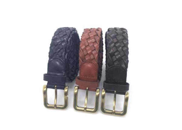 Braided 35mm Mens Casual Leather Belt With Solid Buckle