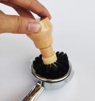 Coffee Machine Powder Bowl Cleaning Brush Solid Wood Handle