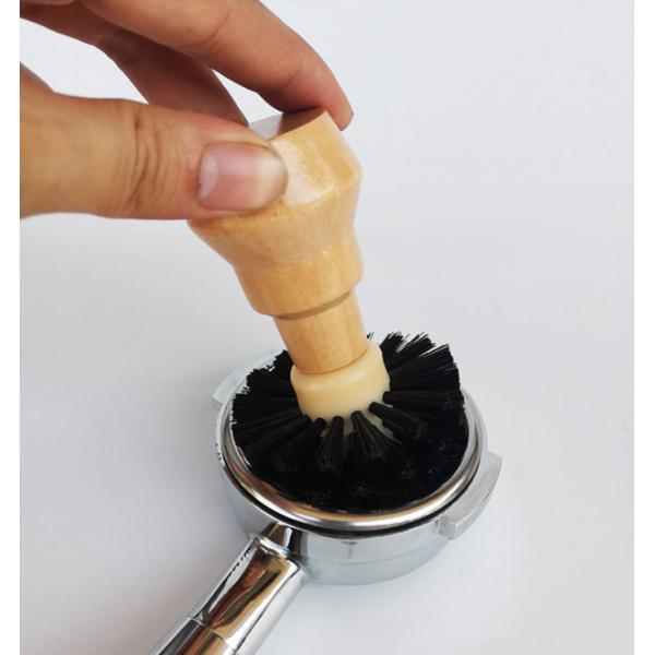 Coffee Machine Powder Bowl Cleaning Brush Solid Wood Handle