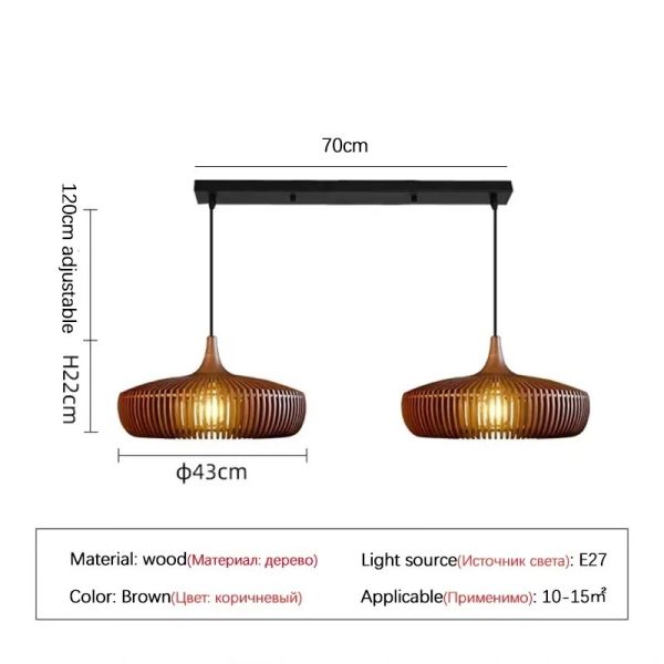 Dining Table Lighting Fixtures Bedroom Home Retro Art Designer Led Wooden Pendant Light(WH-WP-140)