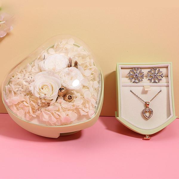 Custom Logo Heart Shaped Jewelry Drawer Box Rose Flower Box For Ring