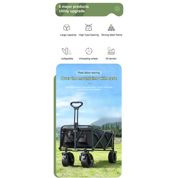 Removable Canopy Heavy Duty Collapsible Wagon Carts For  Storage