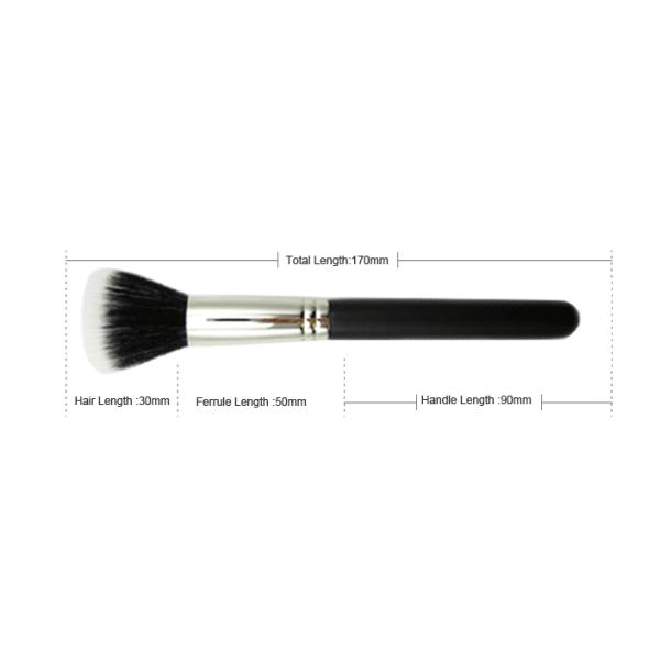 Nylon Hair Powder Essential Makeup Brushes Antibacterial Black Handle With Flat Hair