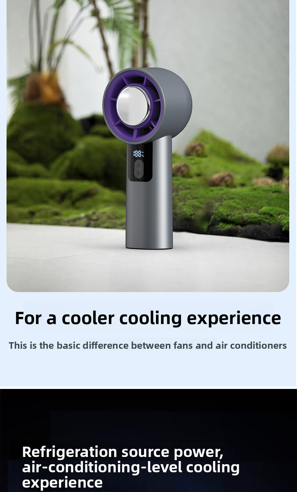 Customized High Speed 3000mAh Battery Handheld Fan Digital Display For Car Household Use