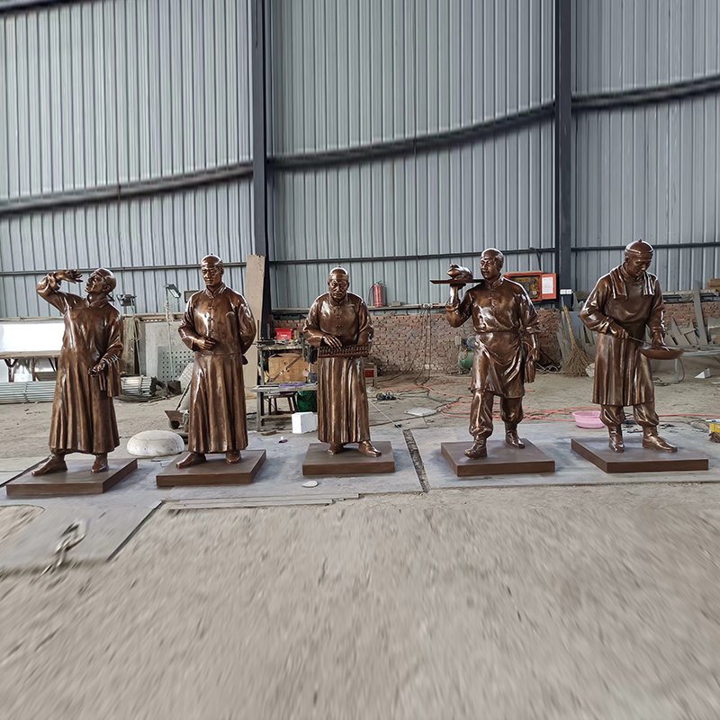 Garden Frp Sculpture Traditional Folk Figure Bronze Look Statue