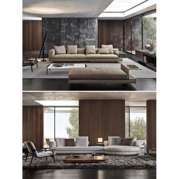 Shaped Curved Minimalist Hotel Lobby Furniture Linen Sectional Sofa