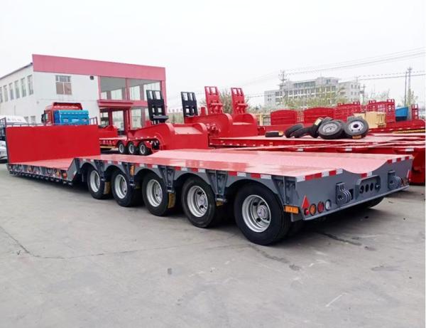 28 Tons Two Speed Landing Gear Low Bed Semi Trailer For Heavy Duty Transportation