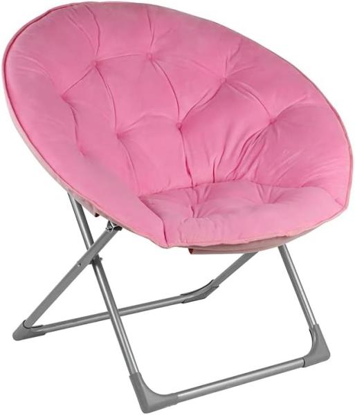 Folding Moon Chair - Large Saucer UFO Chair with Collapsible Metal Frame, Moon Round Camping Chair