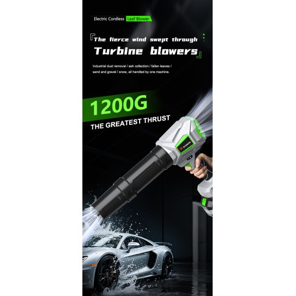 21V Cordless Leaf Blower, 0.8KG Lightweight Brushless Motor Blower, 6 Adjustable Speeds Up to 53m/s, Handheld Electric Air Blower for Yard Lawn Car Cleaning