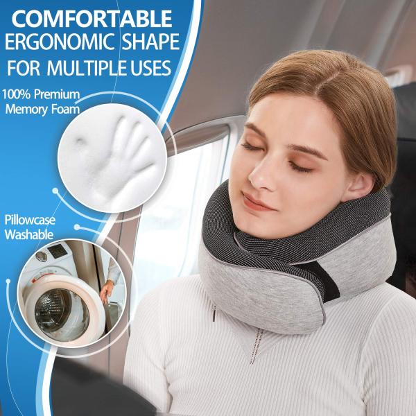 Customized Comfort Memory Foam Travel Neck Pillow for Recliners Airplane Train Office
