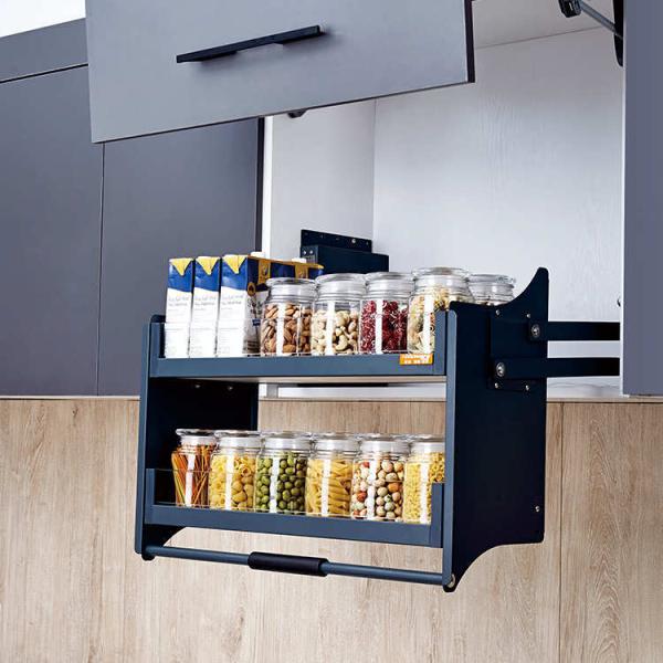 Estante de la cocina suave de elevación de la cesta de la despensa organizador de condimentos almacenamiento