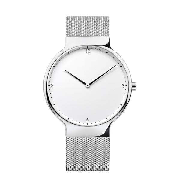 Custom logo blank dial silver stainless steel watch with 3atm waterproof