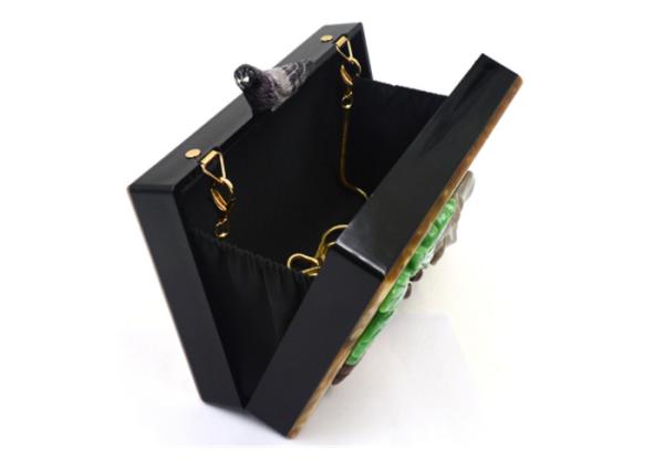 Unique Clasp Animal Pattern Elephant Slick Acrylic Handbag , Dress Clutch Bags