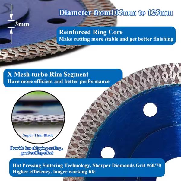 4.5 polegadas Disco super fino Diamantado Para Porcelanato De Corte Piedra Diamond Saw Blade para moedor de ângulo