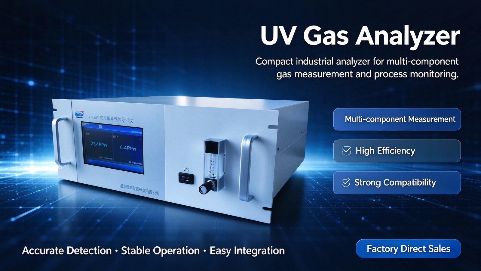 High Accuracy Industrial UV Gas Detector Multi Component UV-DOAS Gas Analyzer