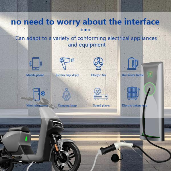 CE Certified Type 2 EV Charging Station Adapter Male Plug to Schuko Socket 220V AC for Power Supply