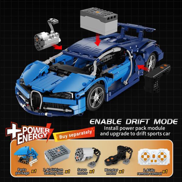 LEGO Compatible Electric Sports Car Building Block Toy 30m Remote Distance for Ages 14 Up