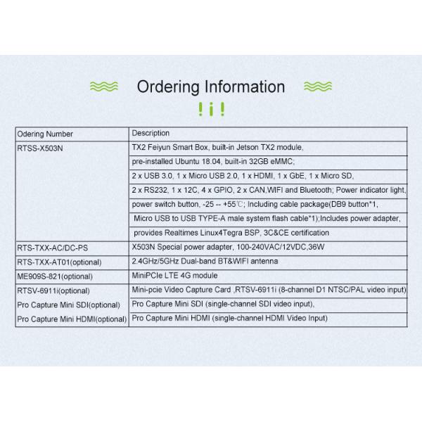 Support OEM/ODM Feiyun Smart Box RTSS-X503N With TX2/TX2i/TX2 4GB AI Embedded Module