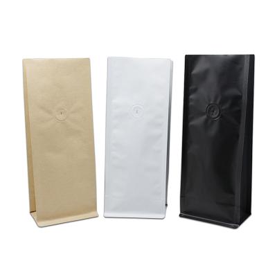 0.5lb 1lb Brown White Black Foil Lined Flat Bottom Kraft Paper Bags With Tin Ties Closure And Degassing Valve