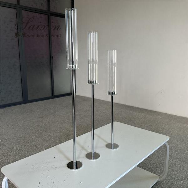 Metal ouro porta-velas de casamento peças centrais porta-velas alto taper 90cm