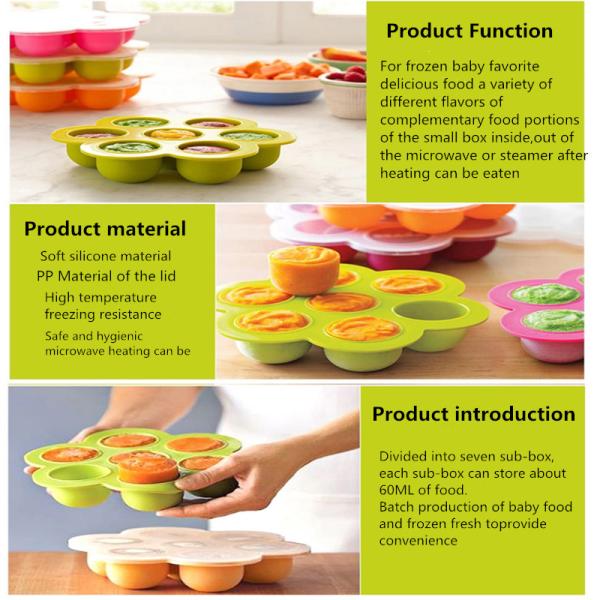 Round Silicone Ice Mold 7 Cavities Baby Silicone Food Mould 21*21*5CM