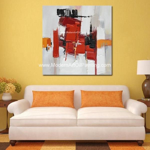 Arte pintado à mão moderna da parede das pinturas quadradas abstratas da lona para a decoração da casa
