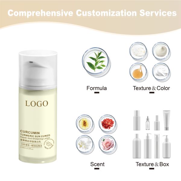 Private Label Cosmetics Organic Lightening Moisturizing Turmeric Skin Care Products Turmeric Whitening Face Lotion
