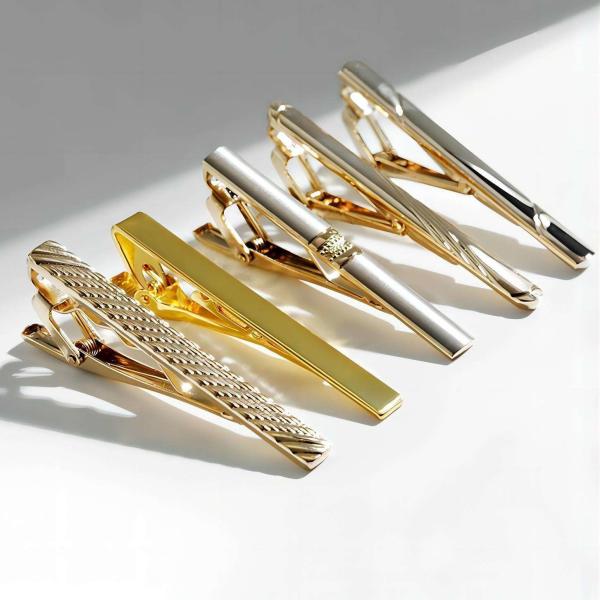 Custom Tie Clips Gold Silver Stainless Steel Men's Musical Clip on Ties