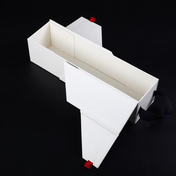 картонная коробка роскошного незаконного вина бутылки плоского пакета одиночного упаковывая с ручкой ленты grossgrain