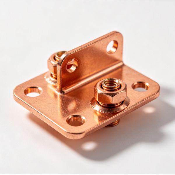 CNC Stamped Copper C11000 Grounding Terminal with 200A to 2000A Current Rating and +/-0.1mm Hole Pattern Accuracy