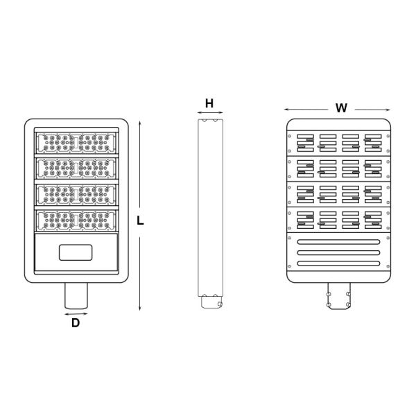 IP66 Weatherproof 200 Watts LED Street Light 50W 200W with Separate Replaceable Module