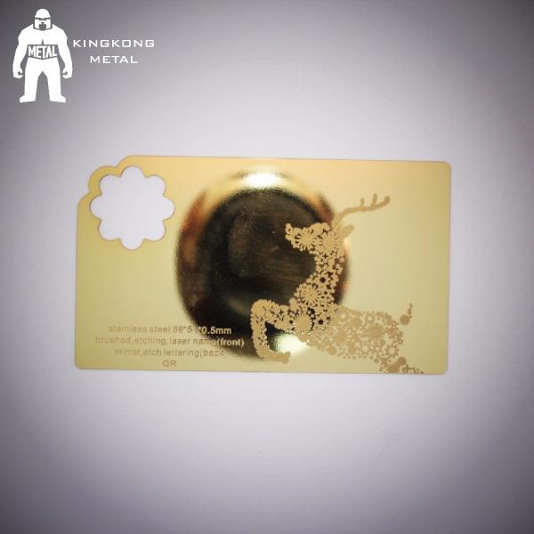 Metal Gold Brushed Printing Mirror Business Card With Laser Engraving Logo