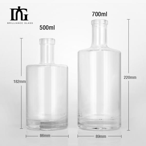Liquors and Beverage 500ml Round Whisky Bottle with Lettering 700ml Glass Bottle