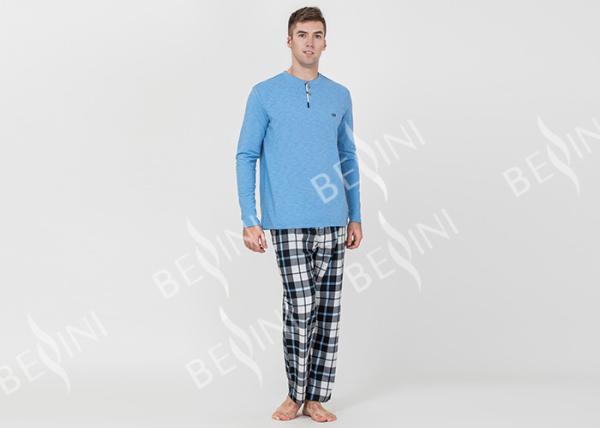 100% Cotton Slub Jersey Fabric Men'S Luxury Pajama Sets , Mens Matching Pajamas