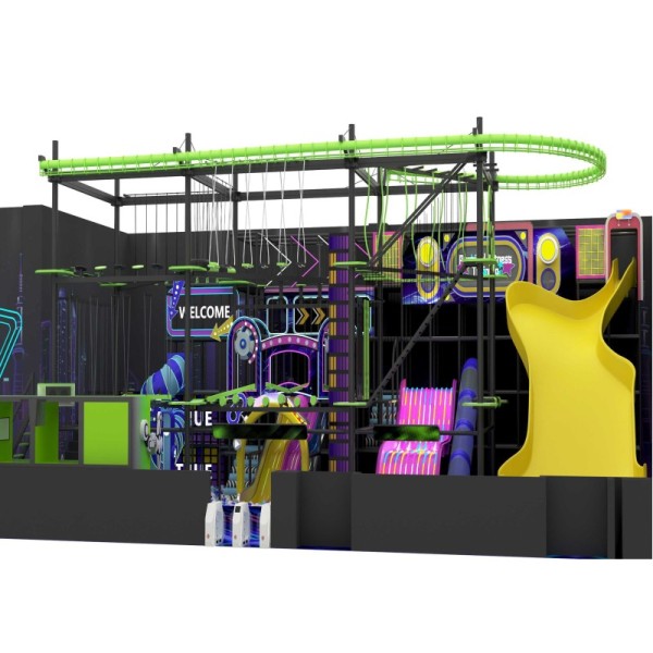 Kids Commercial Indoor Trampoline Playground Morandi Purple Cream Minimalist Light Sports