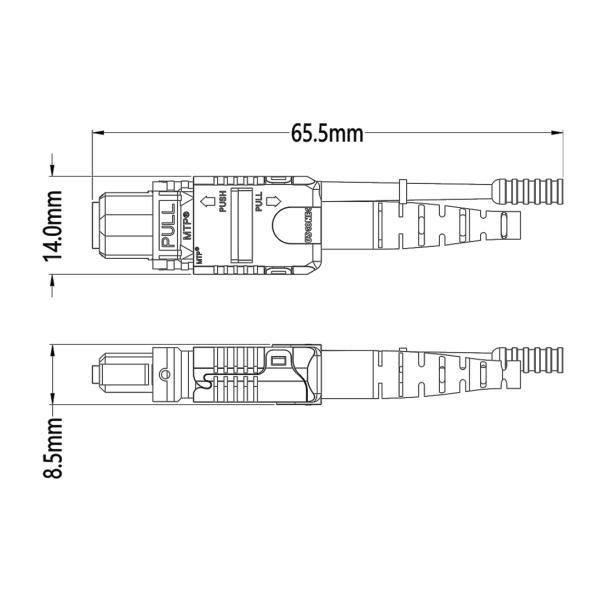 12 гибкий провод полярности b Aqua кабеля мультимодных 50/125 3.0mm LSZH хобота ядра MPO