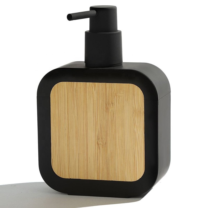 Bamboo Wood Dispenser Bottle for Liquid Hand Cream and Dishwashing Liquid Hand Sanitizer for Kitchen and Bathroom Countertops
