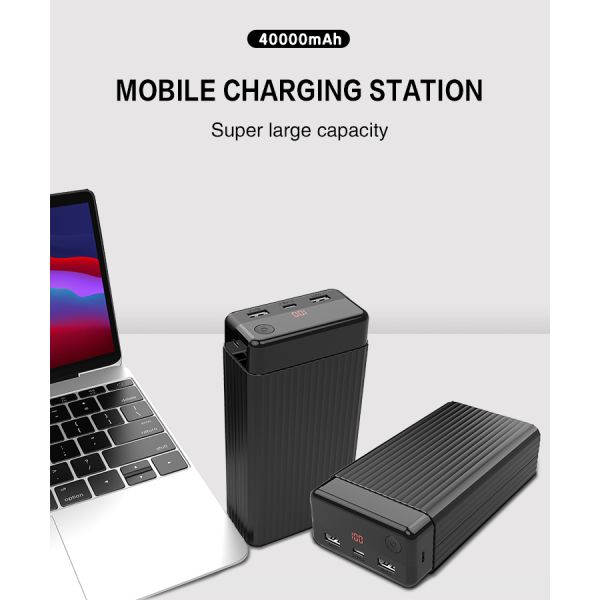 Dual USB Digital Display Portable Power Charger Fast Charging 40000mah 22.5W